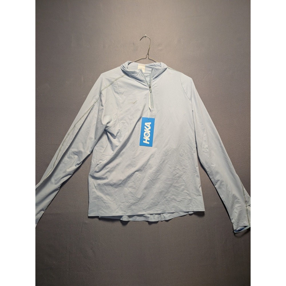 Hoka One One Glide Tech Quarter Zip Shirt Womens L Blue 1164155/DZY Workout